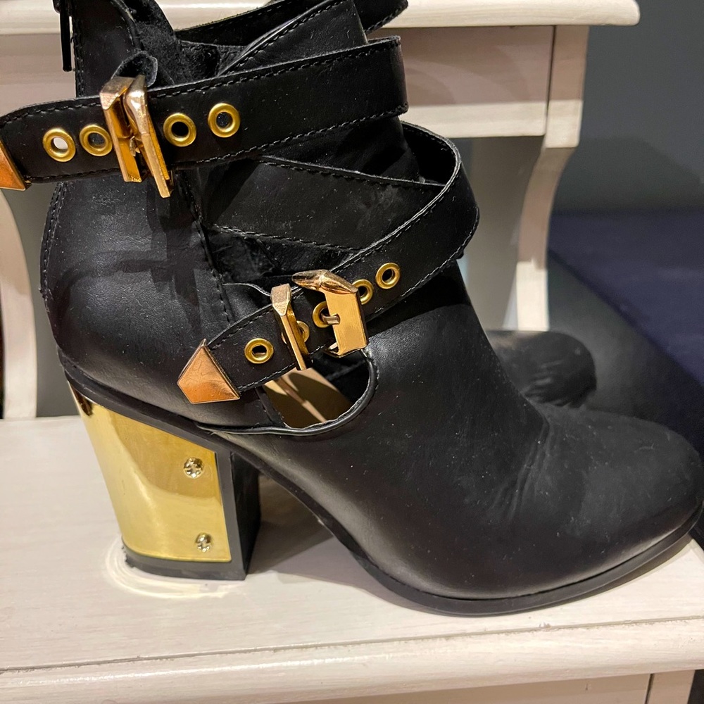 Just fab gold heel boots